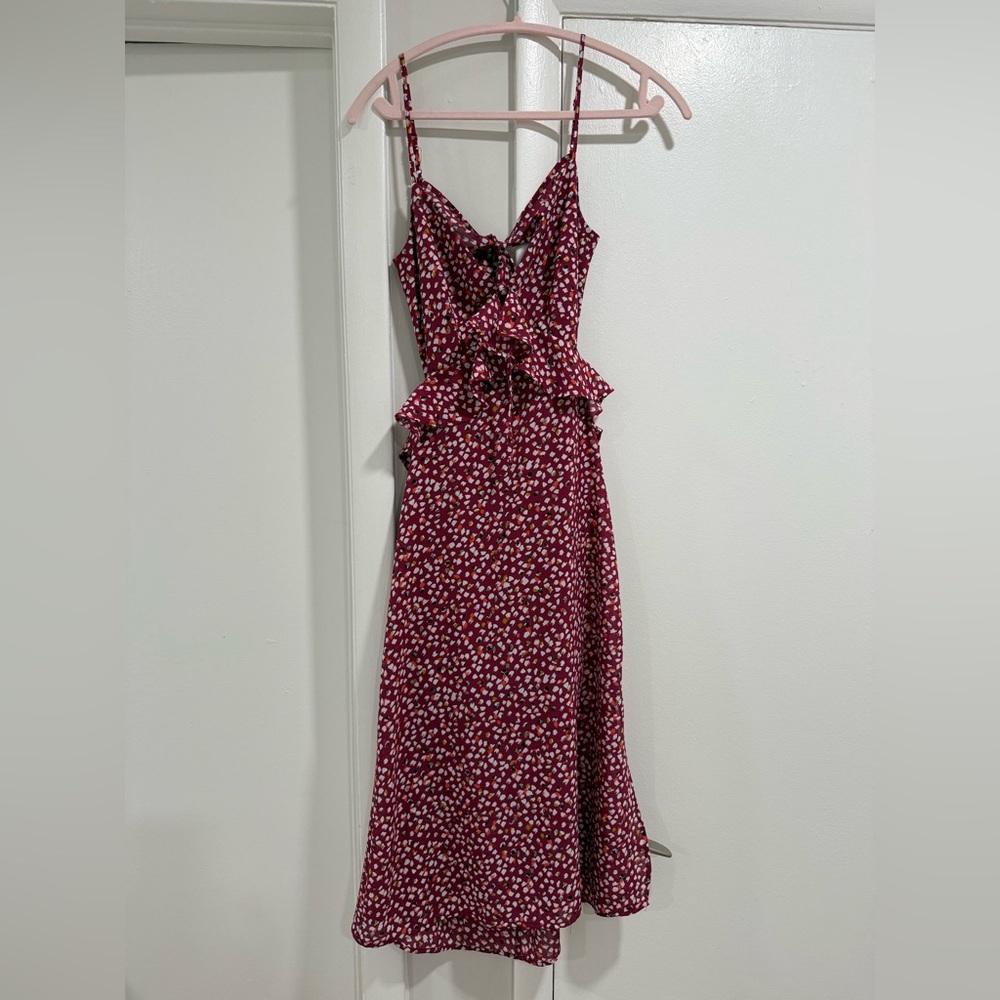 Blue Rain Burgundy Floral Maxi Dress